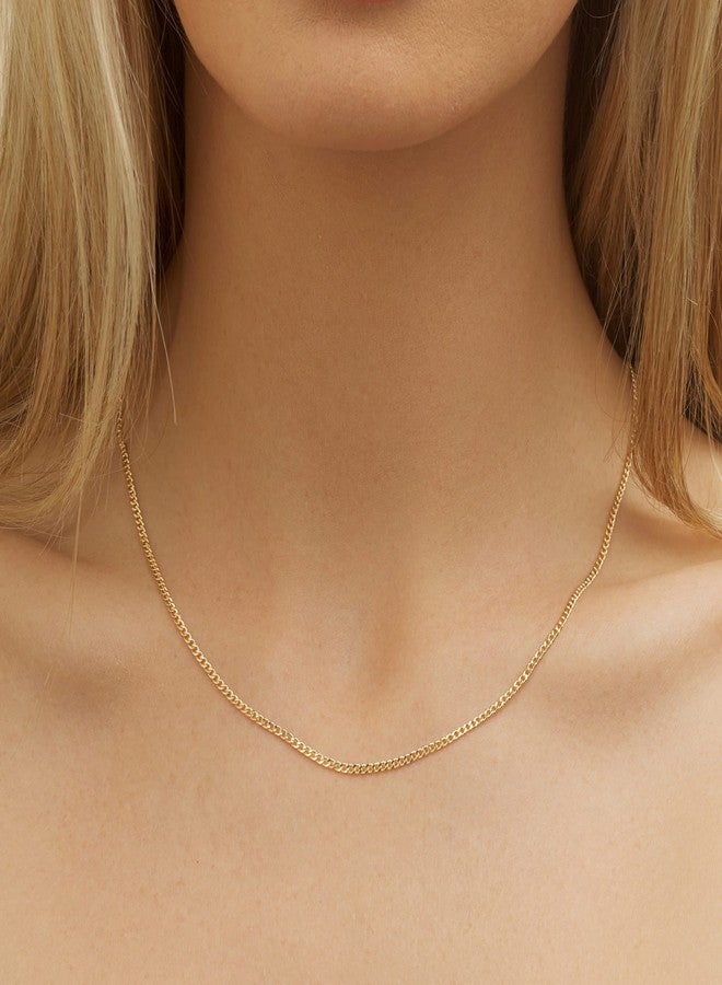Barzel 18K Gold Plated Curb/Cuban Link Chain Necklace 2MM, 3MM, 4MM, 5MM For Women or Men - Made In Brazil (2MM Gold, 24 Inches) - Image 2